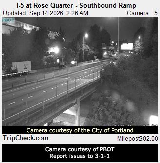 Public traffic camera image: I-5 at Rose Quarter - Southbound Ramp