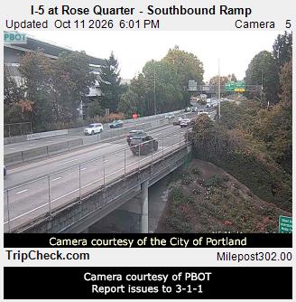 Public traffic camera image: I-5 at Rose Quarter - Southbound Ramp